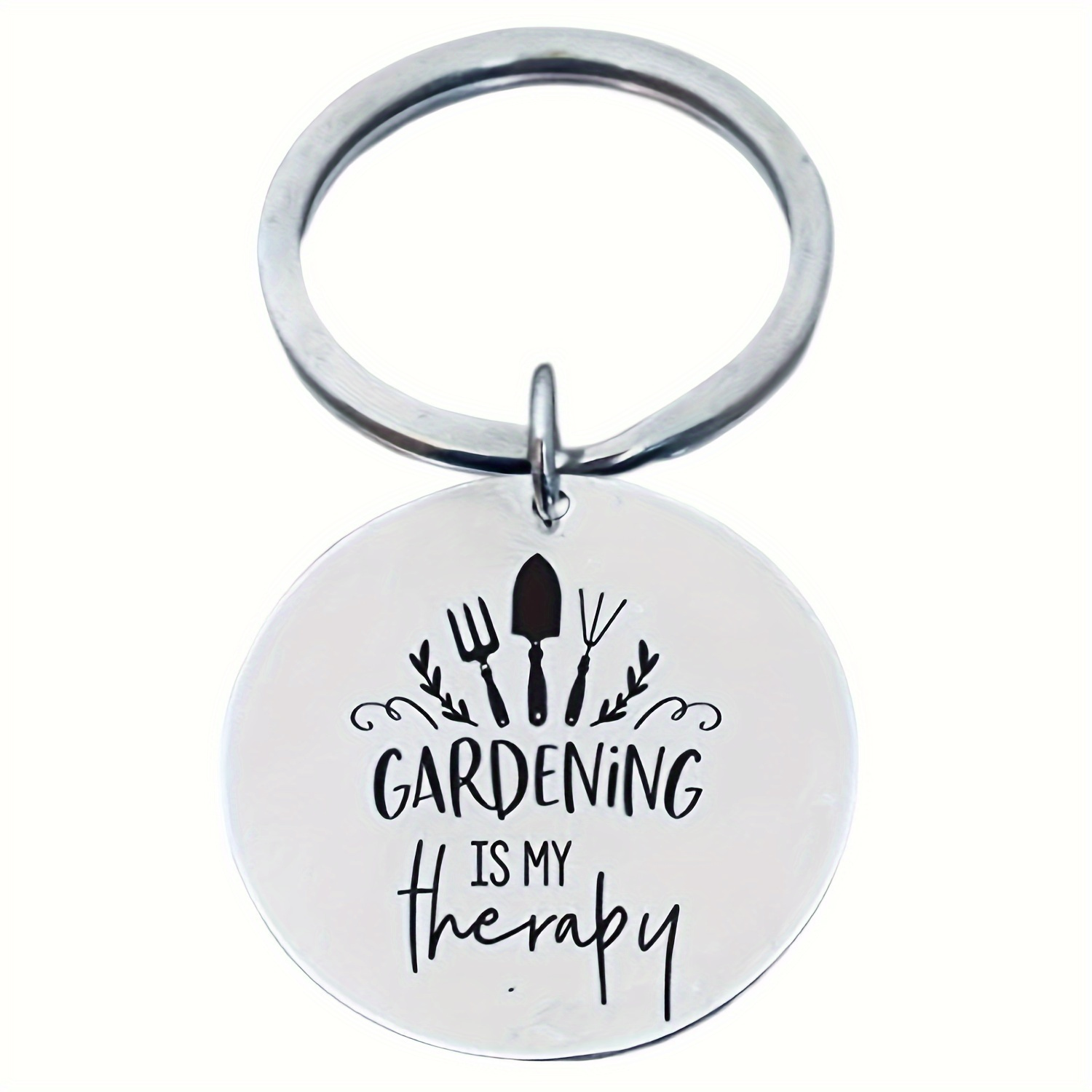 Stainless Steel "gardening Is " Keychain - 1.1in Round With Gardener Tool Design, Ideal Gift For , Garden Accessories