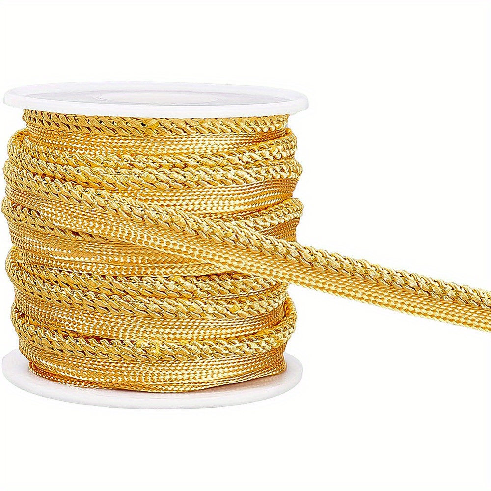 

1roll 10 Yard/9.14m Metalic -edge Piping Trim 3/8 Inch Inch Golden Flat Ribbon Braid For Dress Costume Sewing Home Textile Decoration