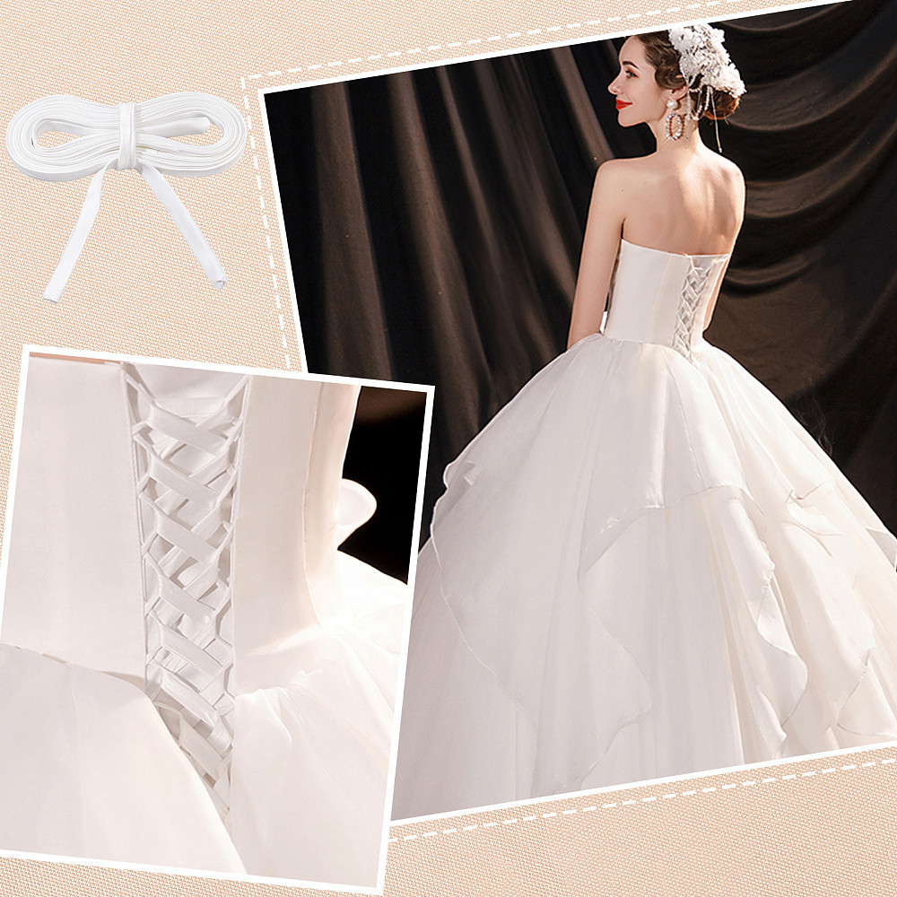 chinese dress ladies Princess White A-Line Lace Up Back Corset Wedding Dress with Appliques Lace