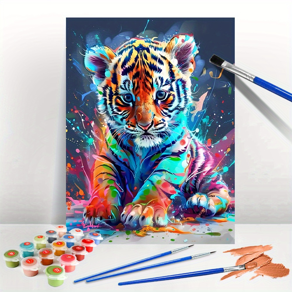 

30x40cm/11.8x15.7inch By Numbers Tiger Canvas Painting Kit - Acrylic Oil Painting Handicraft Art Craft Wall Decor