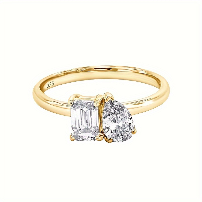 Image of A 925 Sterling Silver Ring Featuring 2 Carats Of Moissanite In A Double , Perfect For Weddings Or As An Ring. This Stylish Piece Is Suitable For Men And Women