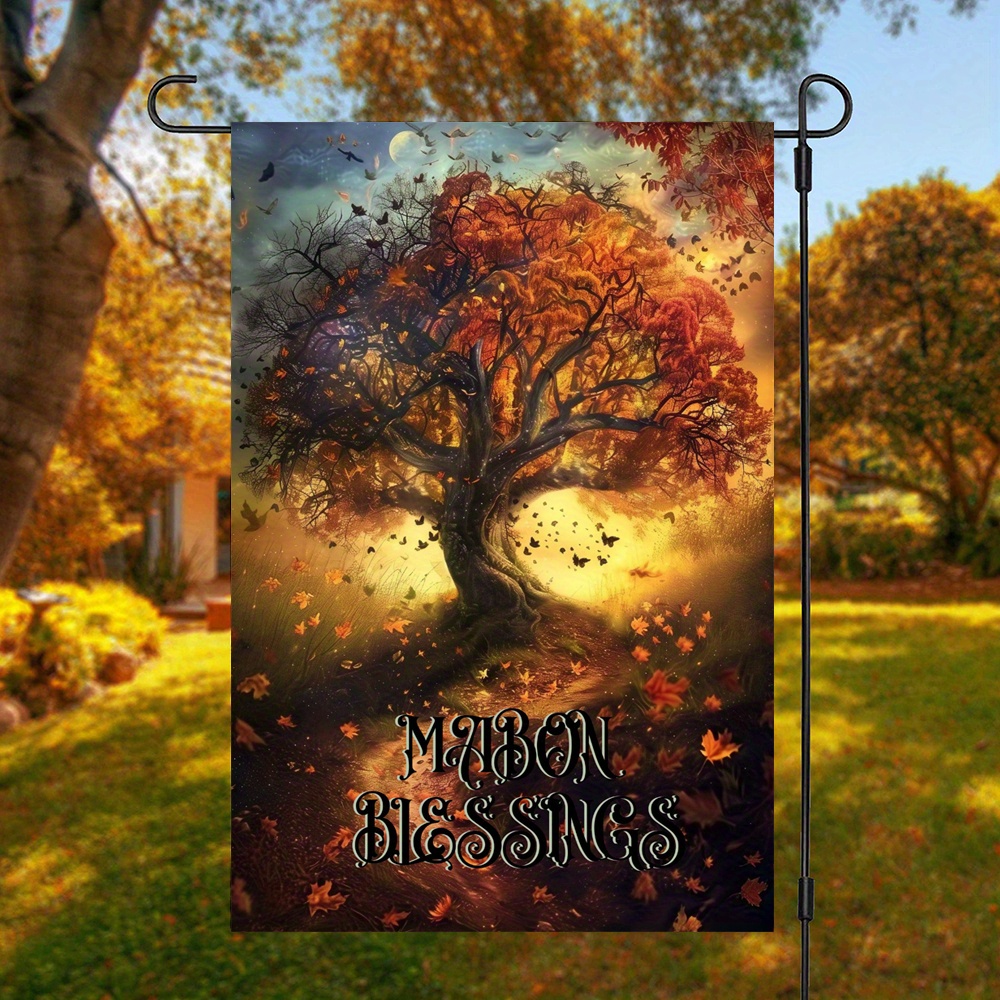 

Mabon Fall Equinox Tree Garden Flag - Double-sided, Durable Polyester, Perfect For Outdoor Home & Yard Decor, 12x18in, No Pole Included