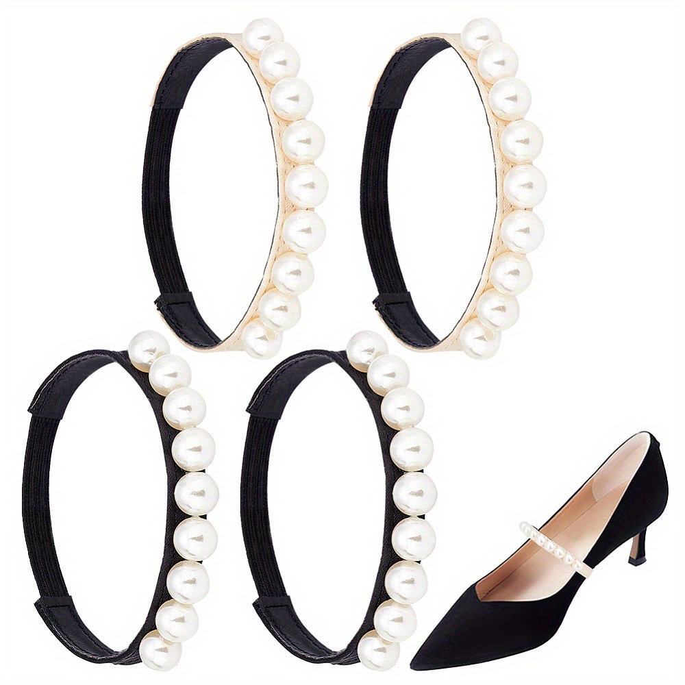 Pearl Beaded Shoe Straps Elastic Shoe Laces Beads High Heel - Temu