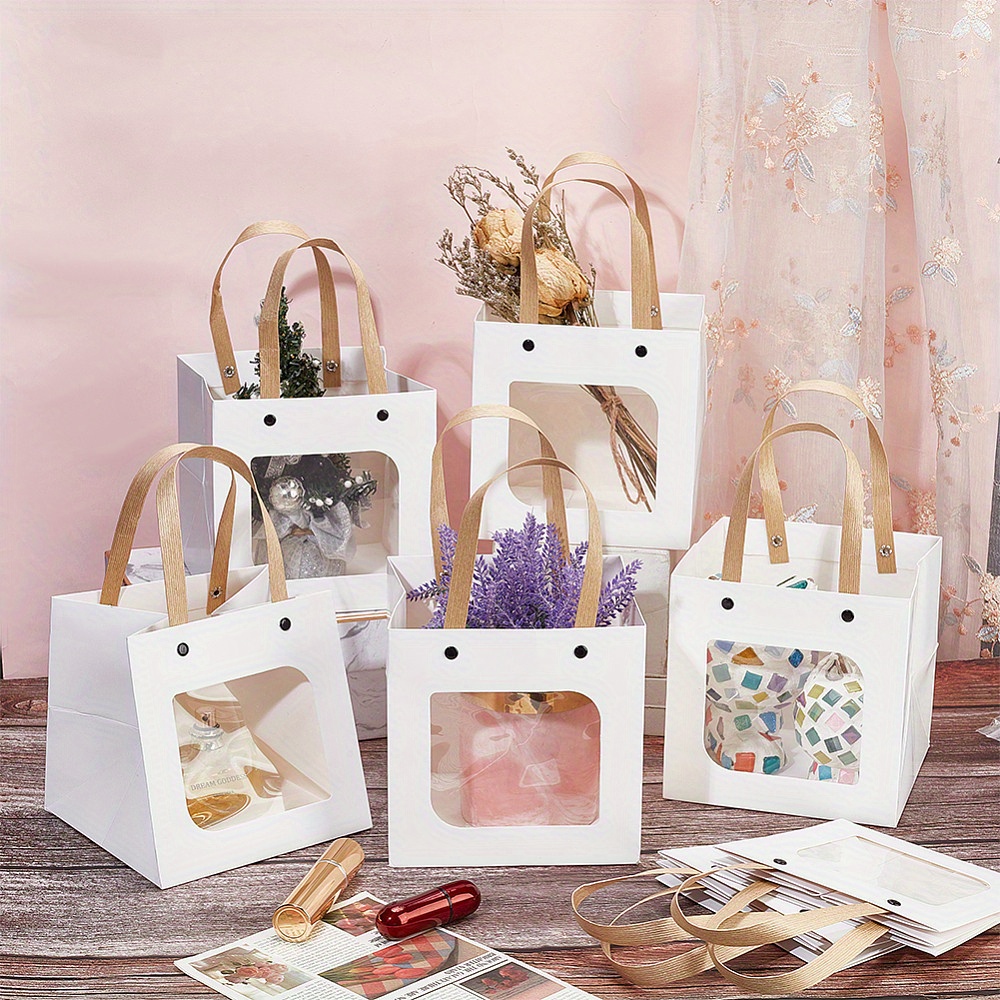 Paper Bag Clear Shopping Bags 12pcs White Craft Paper Bags 9x5