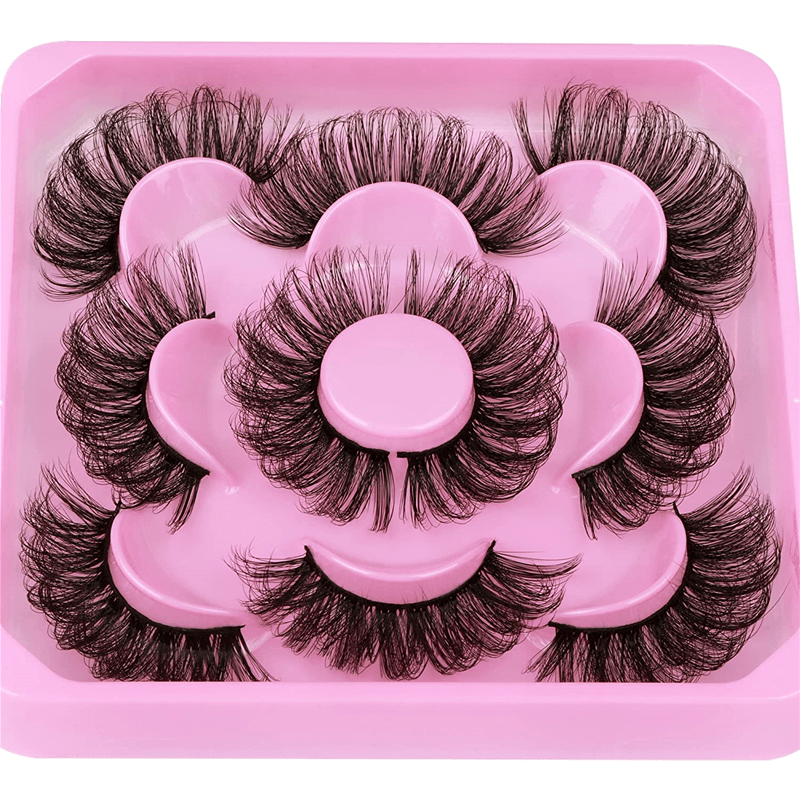 Image of 5 Pairs Russian Strip Lashes Fluffy Fake Lashes 3d False Eyelashes Russian Volume Eyelashes Fake Eyelashes, Strip Lashes, Fake Eyelashes