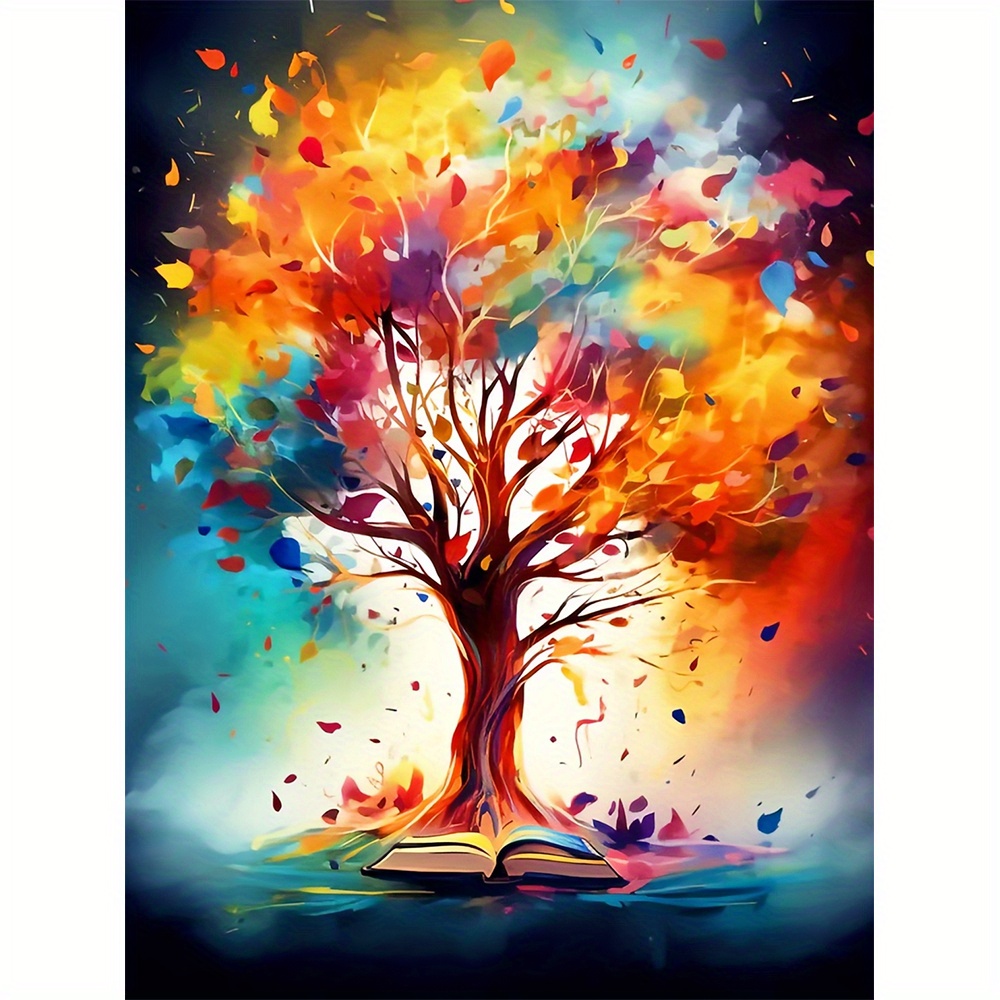 

Kit de Peinture par Numéros Paysage d'Arbre Coloré - Toile Pliante 15.7X19.6", Ensemble de Peinture Acrylique pour Adultes & Débutants, Cadeau Créatif d'Artisanat Décoratif Arbre sur Toile