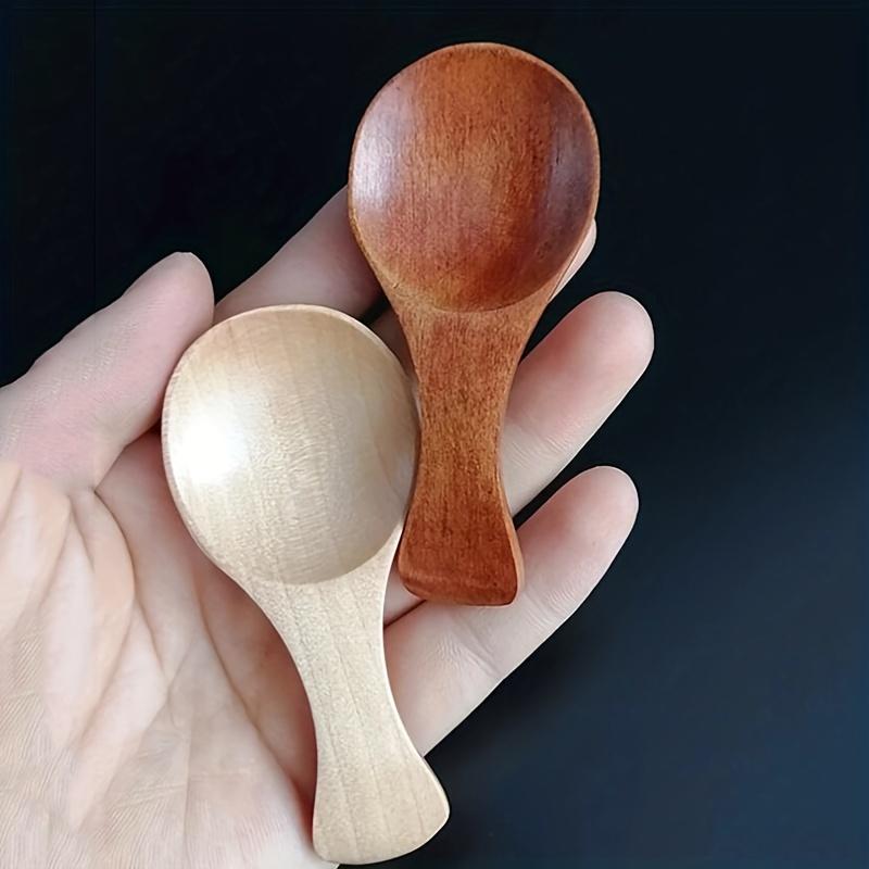 1pc mini wooden spoon for ice cream tea coffee short handle wide mouth design   seasonings   essential kitchen gadget details 0