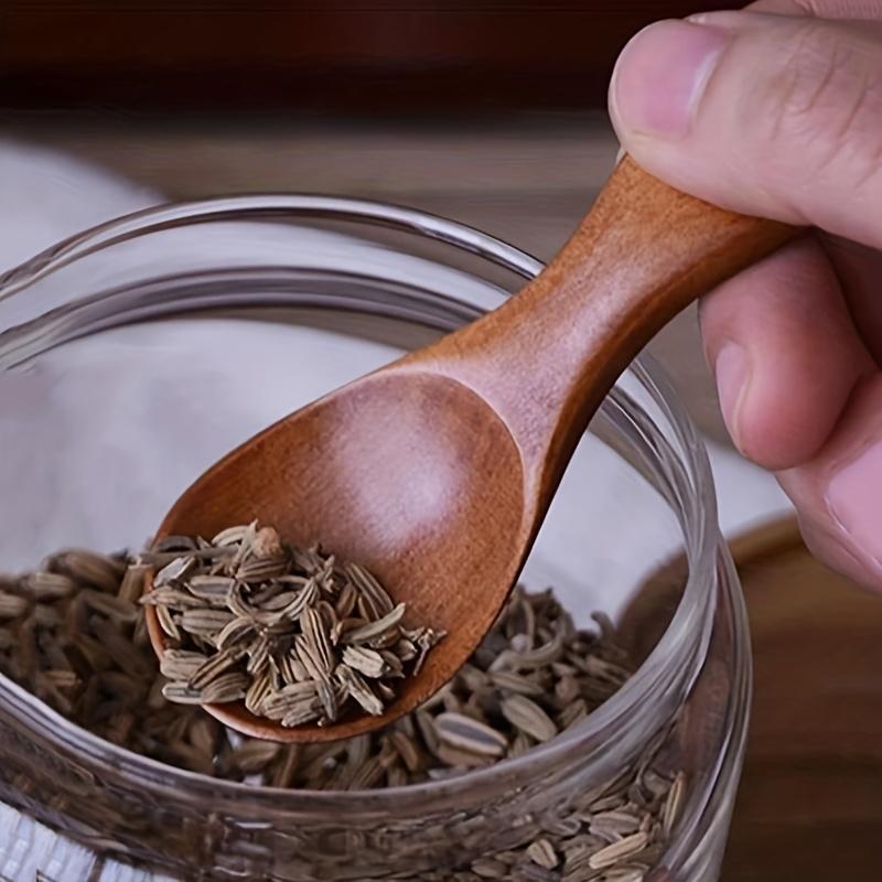 1pc mini wooden spoon for ice cream tea coffee short handle wide mouth design   seasonings   essential kitchen gadget details 2