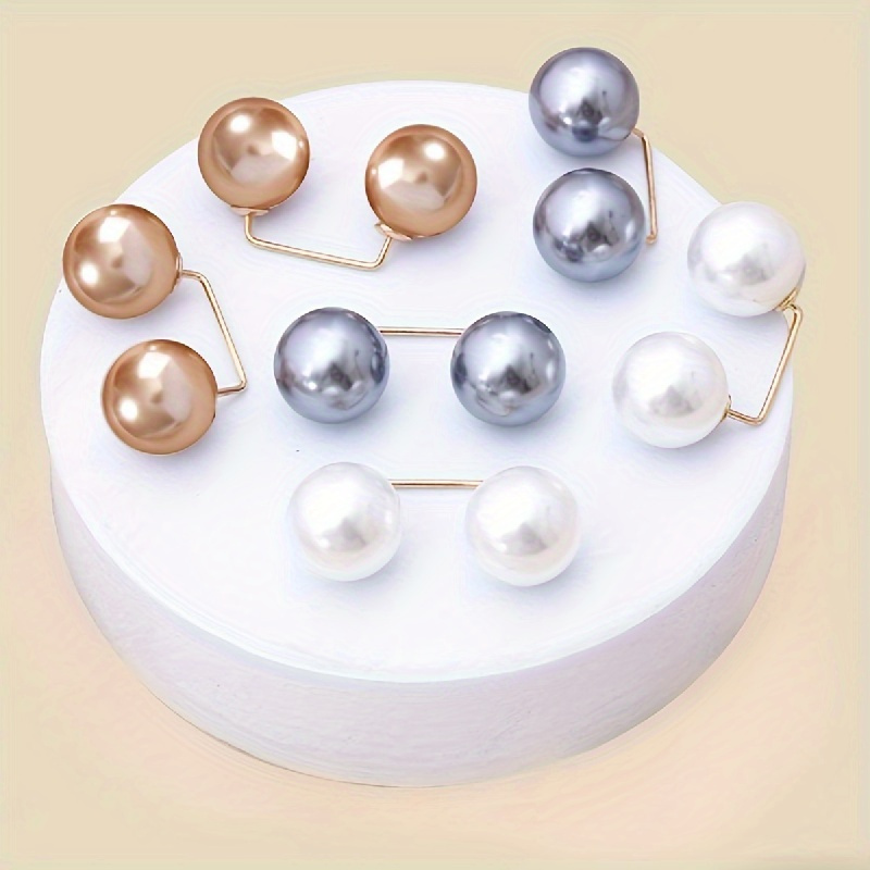 

2pcs Elegant Resin Pearl Brooch Pins - Non-slip And For Sweaters, Dresses, And Gowns - Fashion Accessory With Adjustable Size