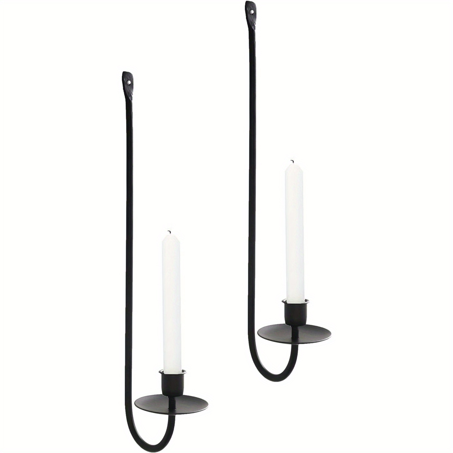 TEMU Set Of 2 Wall-mounted Metal Candle Sconces - Elegant Black Pillar Candle Holders For Living Room, Bedroom, Wedding, And Farmhouse Decor