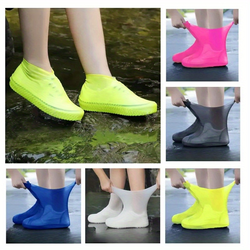 

3 Pairs Of Durable Latex Waterproof Non-slip Shoe Covers, Reusable, Waterproof Protection - For Rainy Days Father's Day Gift