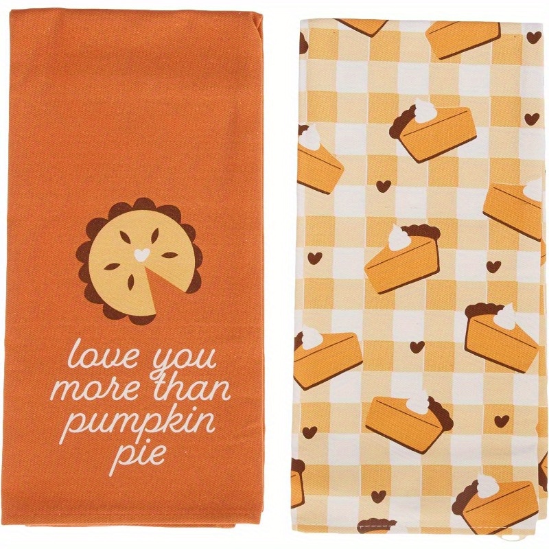 

Set Of 2 Thanksgiving Kitchen Towels: 18 X 26 Inch Super Absorbent Pumpkin Pie Themed Towels For Cooking And Baking - Perfect For Fall Harvest And Thanksgiving Decor