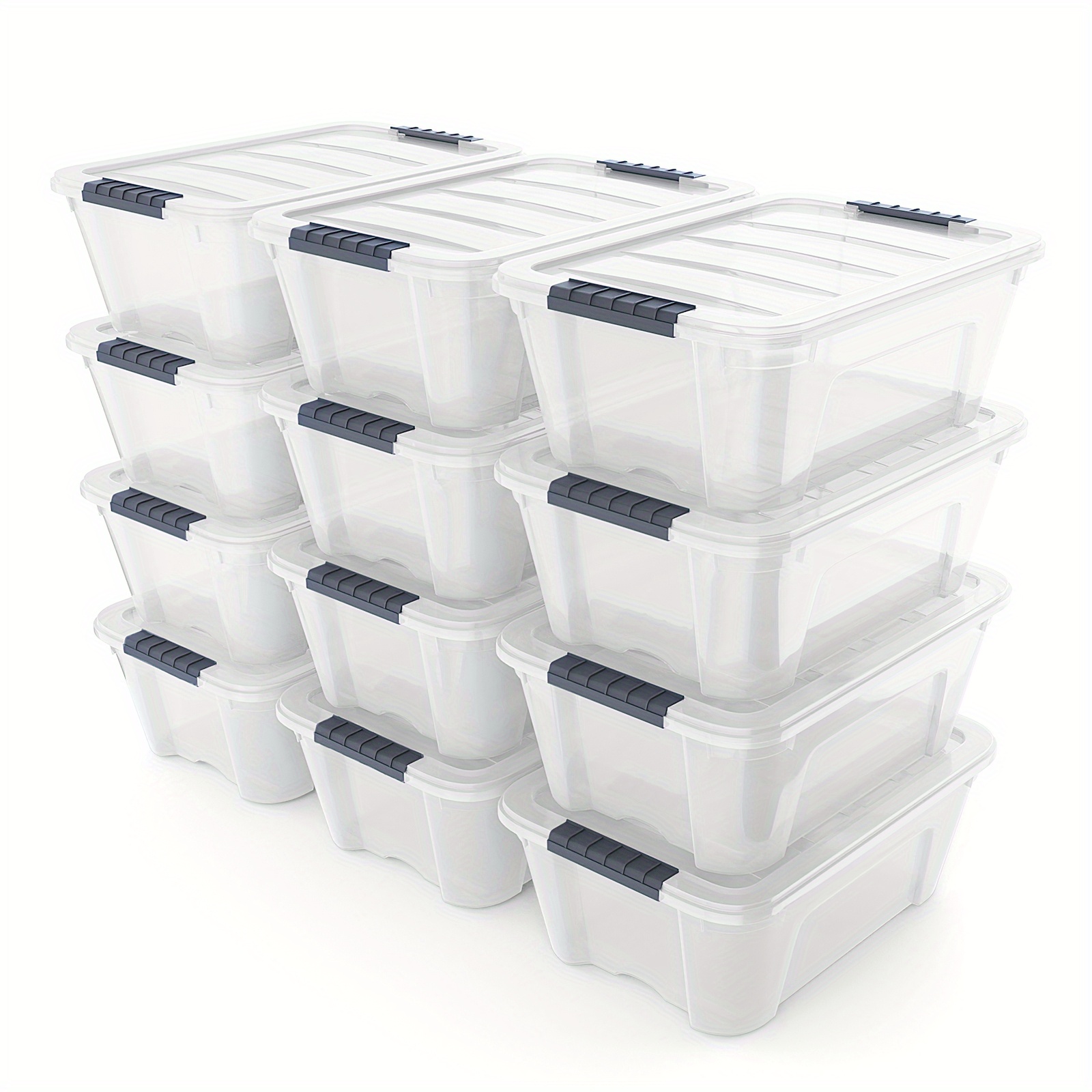 

Lifezeal 12liter 12pcs Latch Stack Storage Box Tubs Bins Latches Handles