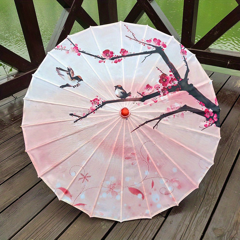 Image of 1pc Sakura Chinese Parasol - Romantic Umbrella With Sunprotection - Perfect For Wedding Decorations & Outdoor Parties