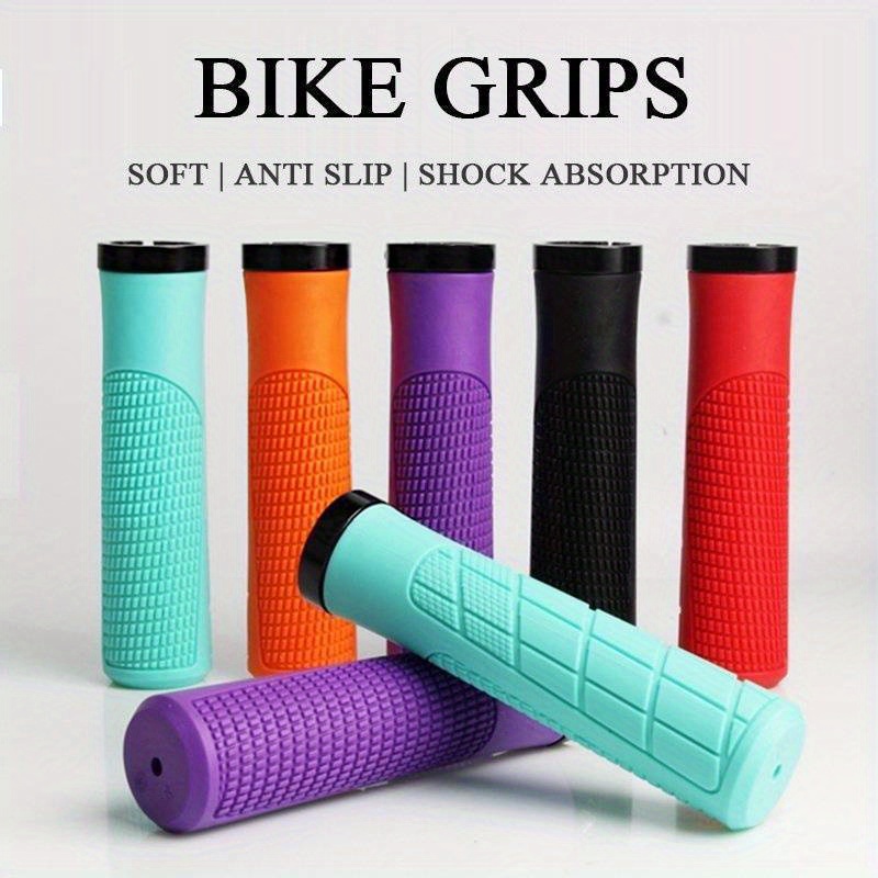 

1 Pair Rubber Bike Grips - Anti-slip Shock Absorbent Mtb Handlebar Grips For Universal Bicycle Safety And Comfort