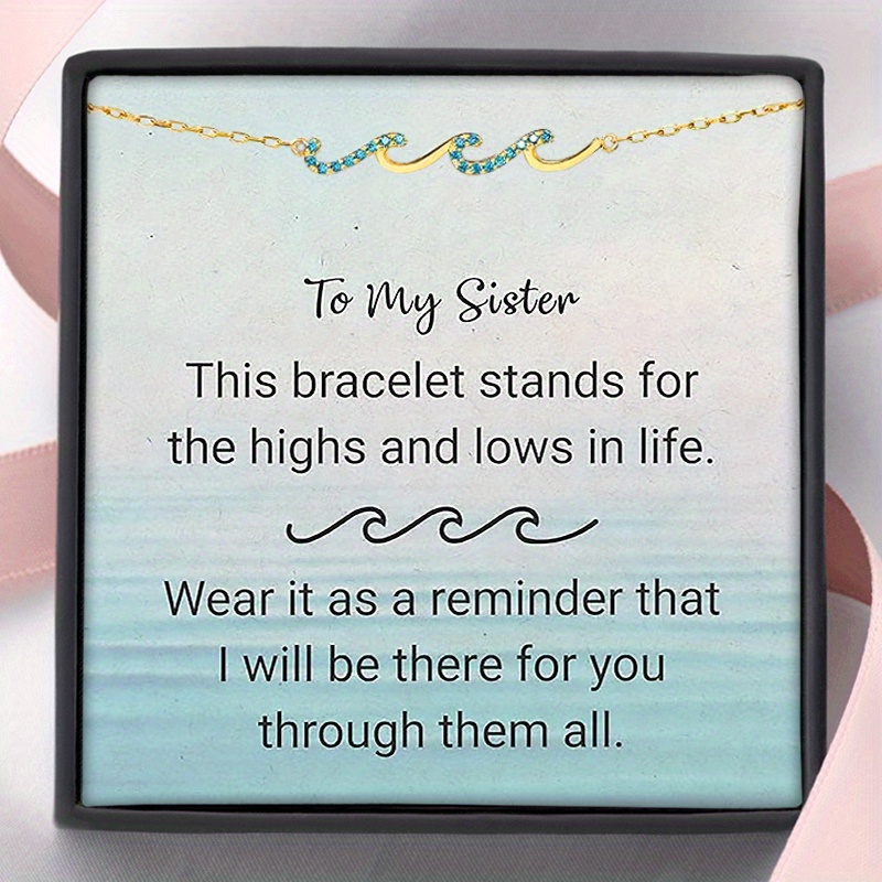 TEMU To My Sister Wave Bracelet Sister Bracelet Gifts For Sister, Birthday Gift, Christmas Gift