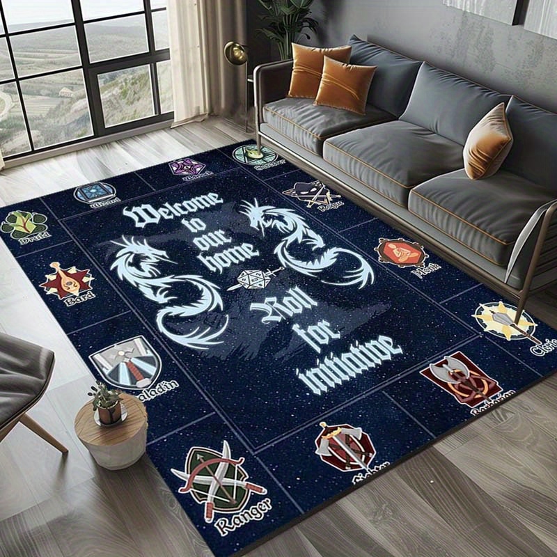 

Dragon-themed Soft Polyester Gaming Rug - Washable, Perfect For Living Room, Bedroom, Game Room & Outdoor Spaces