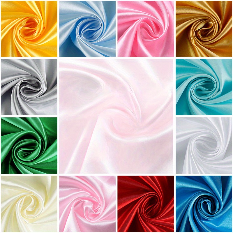 

Assorted Colors Satin Fabric, Pure Color Diy Crafting Material, Garment Gift Box Silk Cloth, Wedding Dress Lining Fabric
