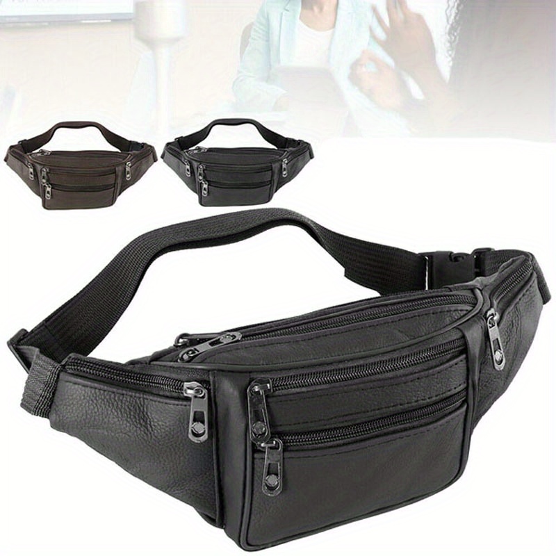 

1pc Men's Pu Leather Waist Bag Multi-pockets Storage Fanny Pack Bag
