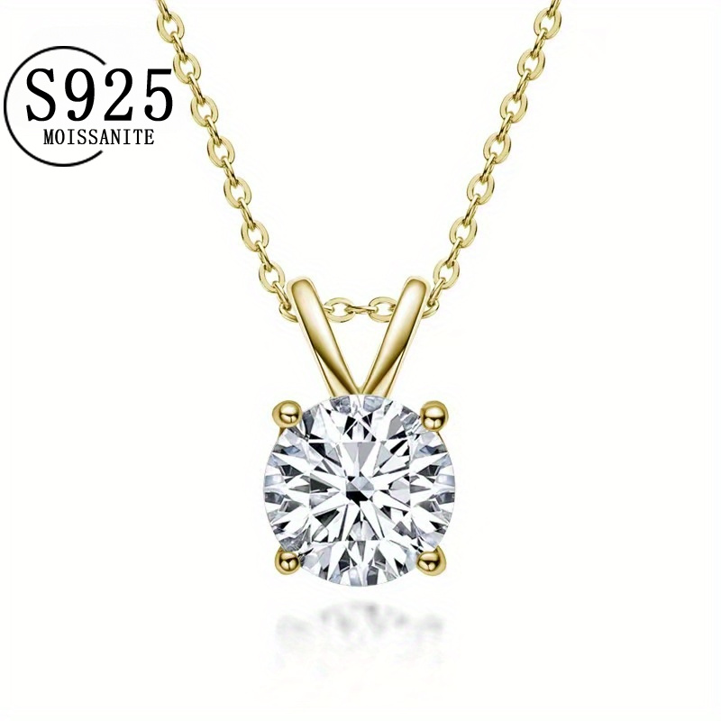 

925 Sterling Silver Moissanite Four- Pendant Necklace - Elegant And Luxurious, Wear And Fancy Events. Suitable For All . Includes Gift Box. Great For Day, Anniversary, Or As A .