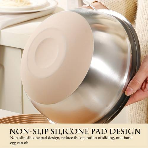6pcs stainless steel mixing bowl set with lids scratch resistant nesting design for salads cooking measuring cups spoons kitchen essentials nesting bowls stainless