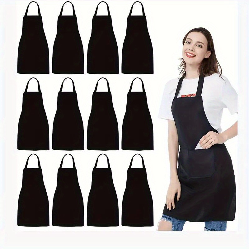 

12 Pack Apron, Unisex Aprons Adjustable Resistant With 2 Pockets Cooking Kitchen Apron For Chef, Bbq Drawing Apron Bulk