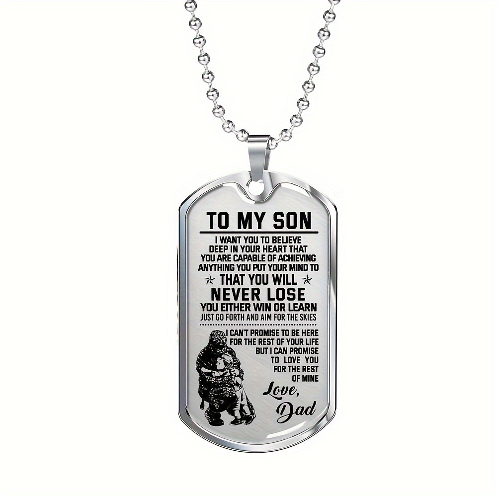 TEMU 1pc Necklace To My Son, Birthday Christmas Gift For Son, Gift From Dad
