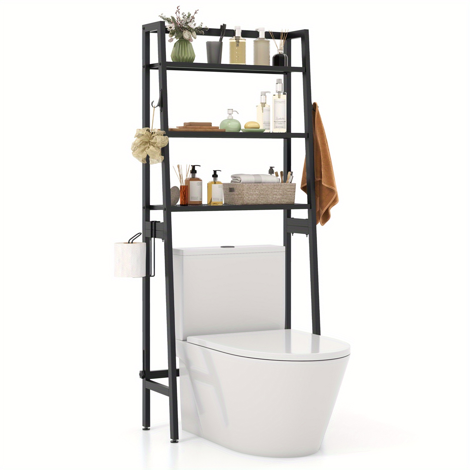 

Lifezeal 3-tier Over The Toilet Storage Shelf With Adjustable Adjustable Bottom Bar