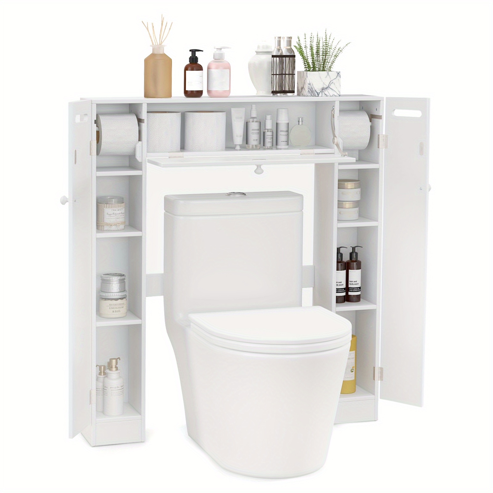 

Lifezeal Over The Toilet Bathroom Cabinet Free Standing Storage W/ Adjustable Shelves