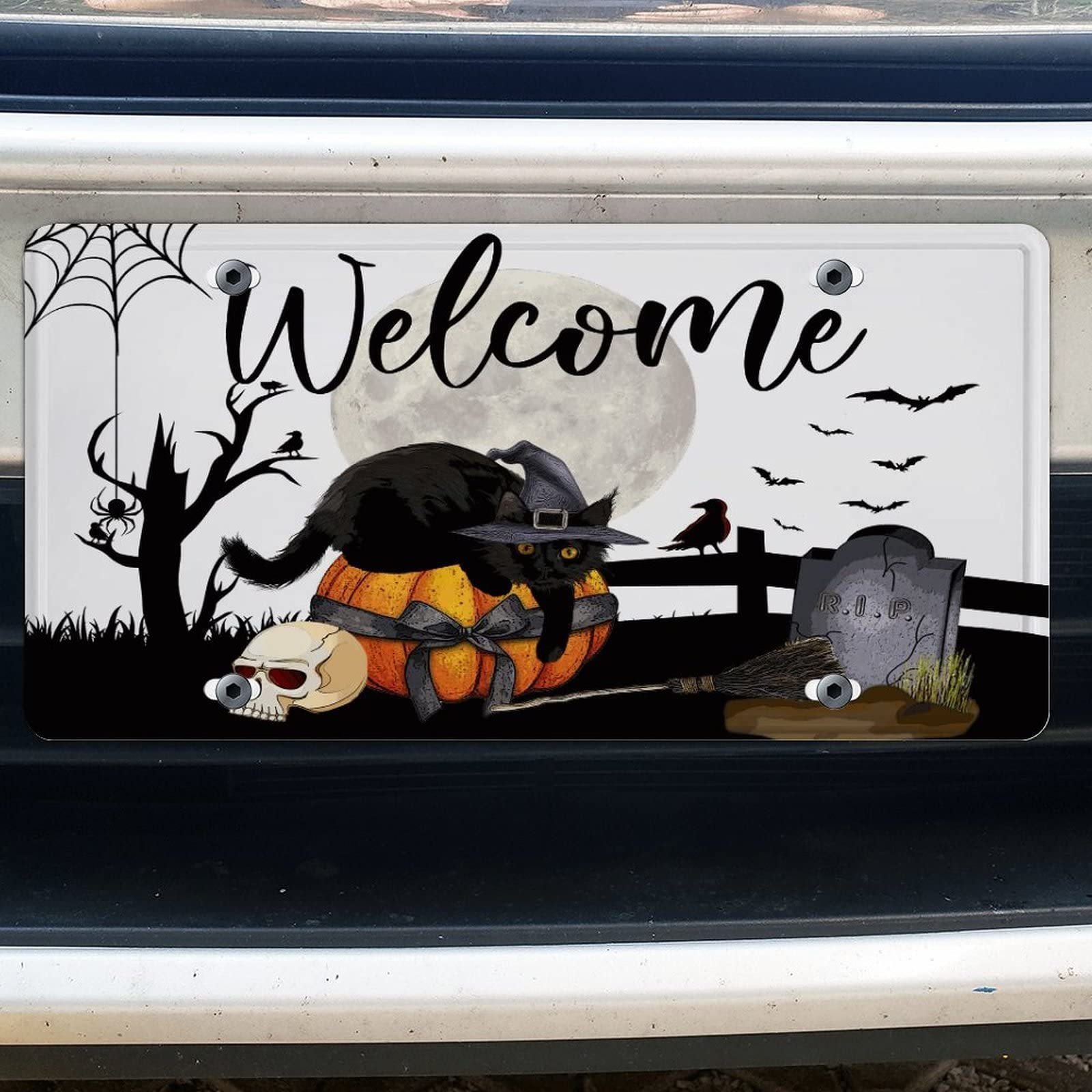 Ladybug Flower License Plate Cover - 6x12 Inch Aluminum Decorative Front Plate For Cars & Trucks Lady Bug License Plate Frame