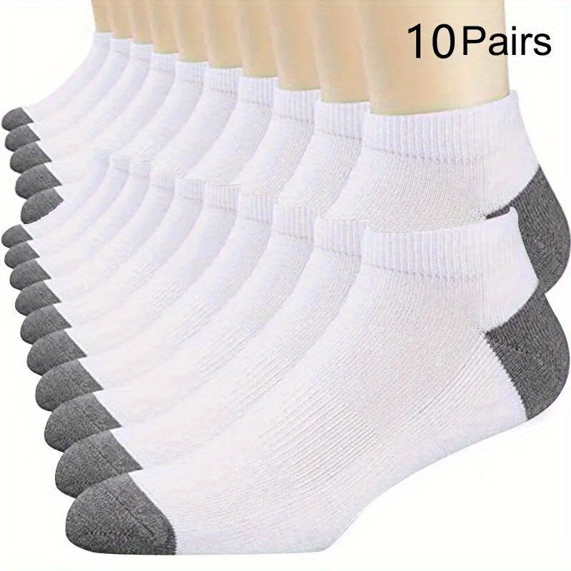 TEMU 10 Pairs Of Blend Comfortable Low Cut Ankle Socks, Wearing, Odor & Absorption Socks