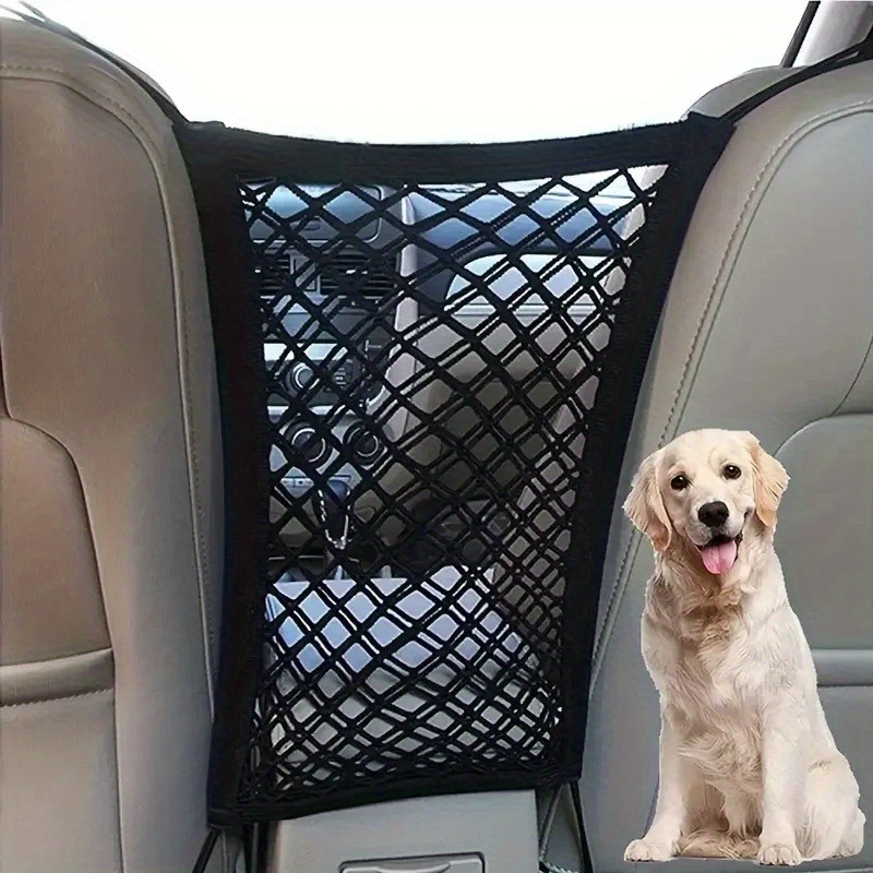 

Adjustable Dog Car Barrier With Safety Mesh & Stretchable Storage Bag - Fits Most Vehicles, Pets Safe & Organized