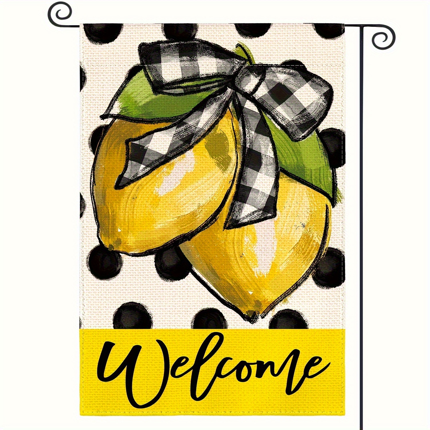 

Sm:)e Polka Dot Welcome Lemon Summer Garden Flag 12 X 18 Inch Double Sided Outside Yard Outdoor Decoration