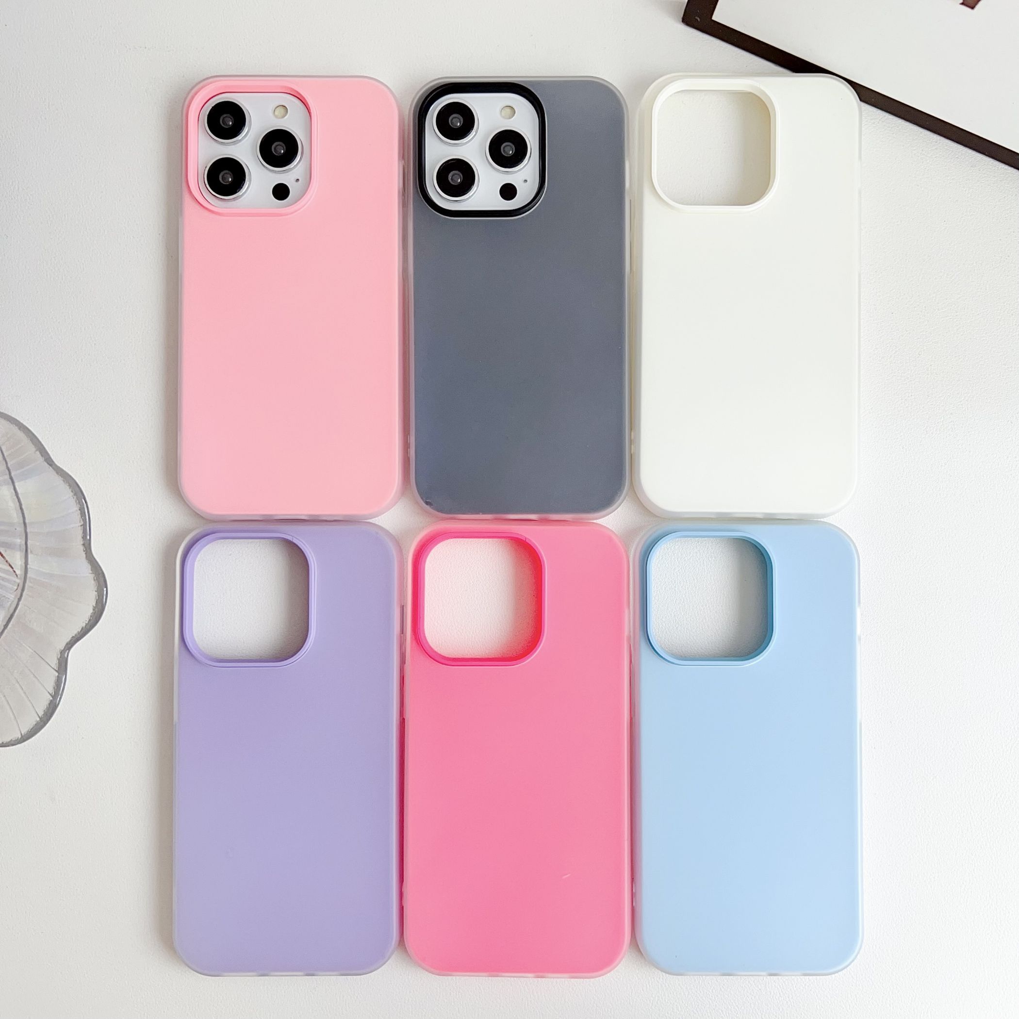 

Solid Color Pc Hard Case Compatible With Iphone Series 15/14/13/12/11, Plus/pro/pro Max - Protective Slim Fit Snap-on Cover