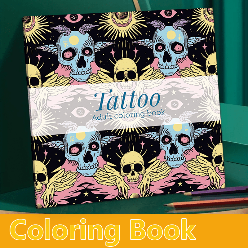 

Deluxe Tattoo Coloring Book For Adults - 22 Thick Pages, Relaxing Art Activity, Perfect Gift For Birthdays & Holidays