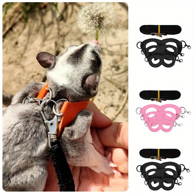 

3 Pcs Sugar Gliders Harness & Leash Set: Training Walking Gear For Small Animals - Adjustable Traction Ropes Vest For Squirrels, Hamsters, Rats - Hand Wash Only - Leather Material