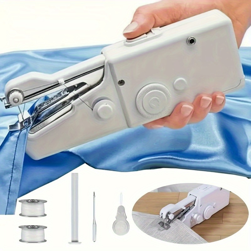 

1pc Portable Handheld Sewing Machine White - Manual Quick Stitch Tool For Fabric & Clothing, Easy To Use, No Electricity Required