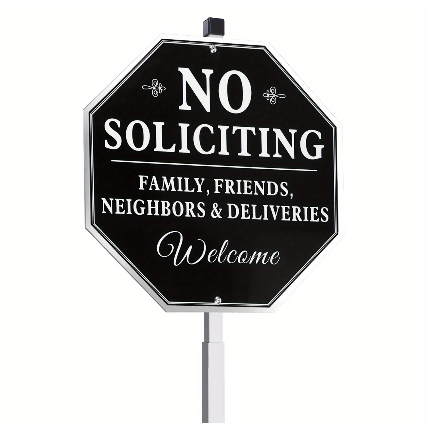 

No Soliciting Sign For House - Aluminum No Soliciting Yard Sign - 10"x 10" No Soliciting Sign For Home With 28" Long Metal Stake