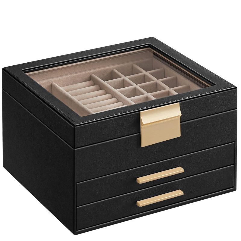 Songmics Jewelry Box Lid, 3- Jewelry Organizer, 2 Drawers, For Big And Small Jewelry, Jewelry , Day , 8 X 9.1 X 5.3