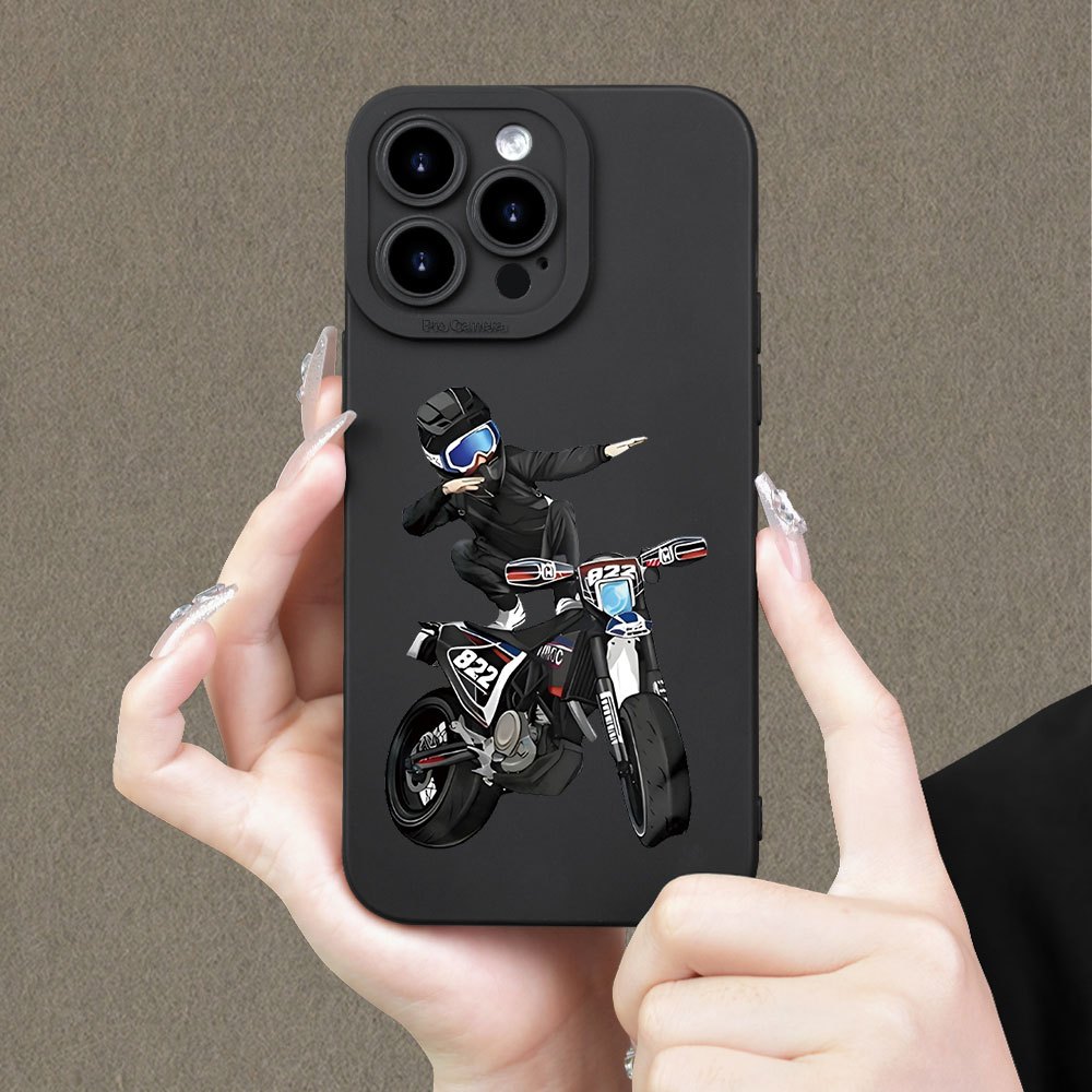 

Motorbike Rider Design With Angel Eyes Matte Tpu Case For Iphone - Durable Shockproof Protective Cover