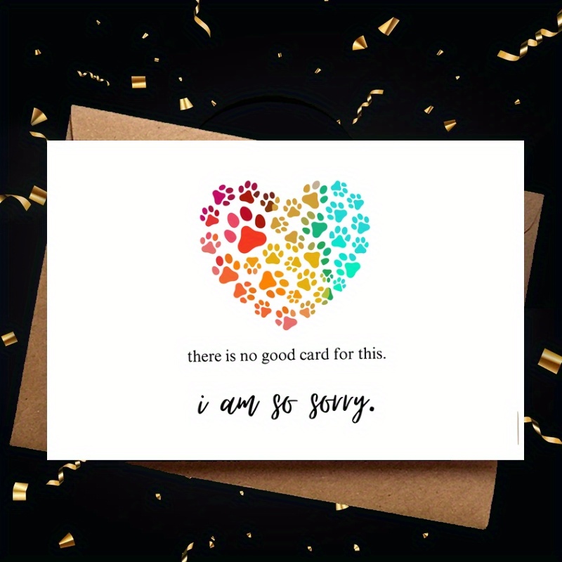 

1pc Pet Loss Sympathy Greeting Card, Condolence For Pet Owner With Heartfelt Message, Multi-color Paw Print Design, Thoughtful Gift For Bereavement Of Dog Or Cat, Small Business Thank You Note