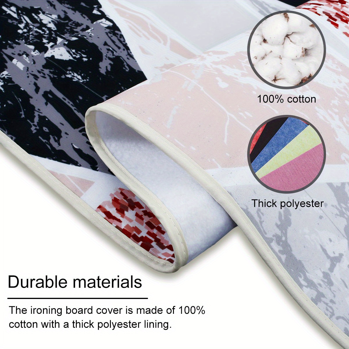   cotton ironing board cover 55x20 inch   resistant adjustable elasticized edges   use details 0