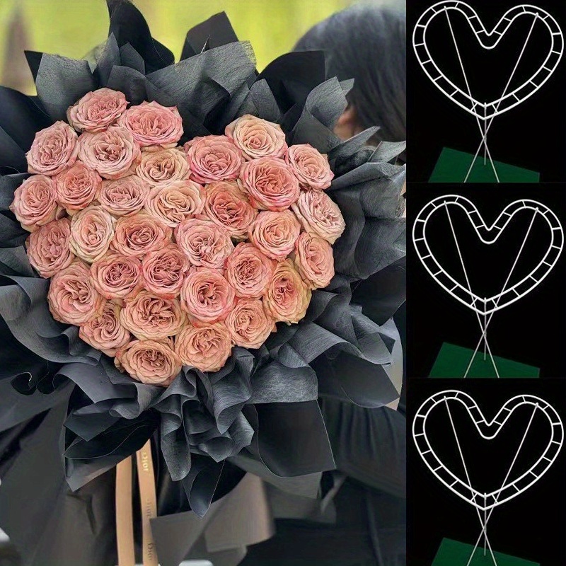 

6-piece Heart-shaped Floral Arrangement Tools - Pvc Rose Bouquet Shaping Accessories For Fresh Flowers