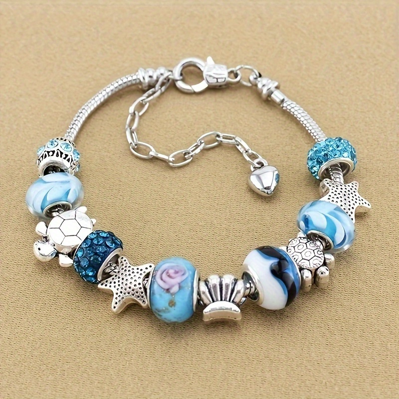 

1pc Sea Star Turtle Blue Bracelet, Holiday Ocean Style Decorative Bracelet
