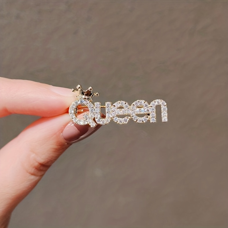 

1pc Sparkling Rhinestone Queen Brooch Pin For Women - Perfect For Vintage Clothing And Scarf Decoration