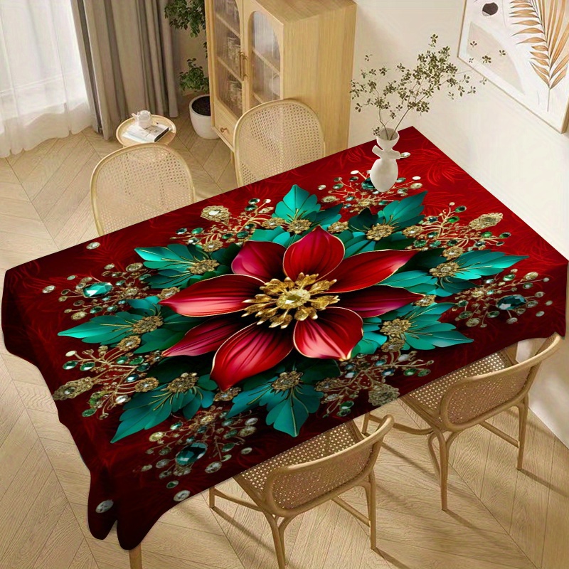 

Festive Christmas Tablecloth - Colorful Print, Waterproof & Oil-resistant, Perfect For Holiday Dining & Home Decor, Available In 5 Sizes