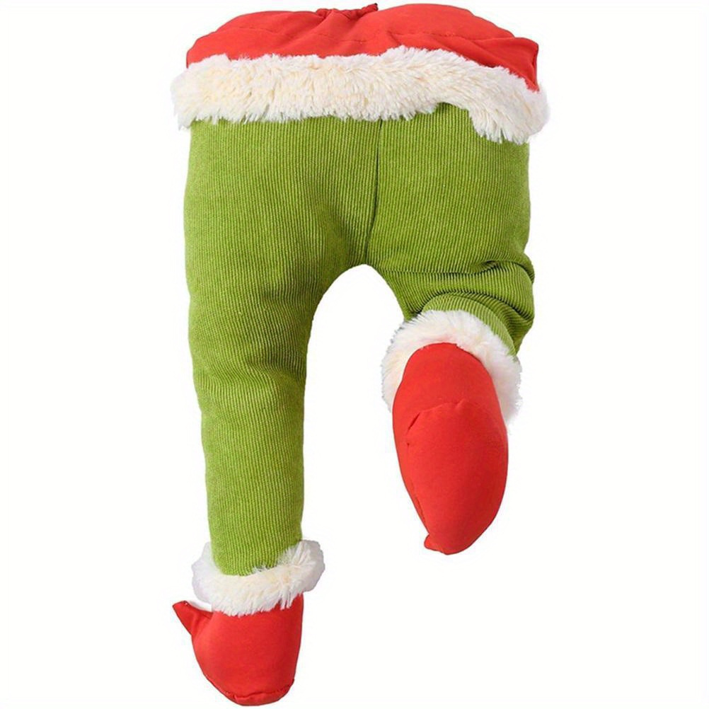 

Festive Green Elf Legs Christmas Ornament - Soft Plush, Durable & Reusable Holiday Decor For Tree, Home & Party