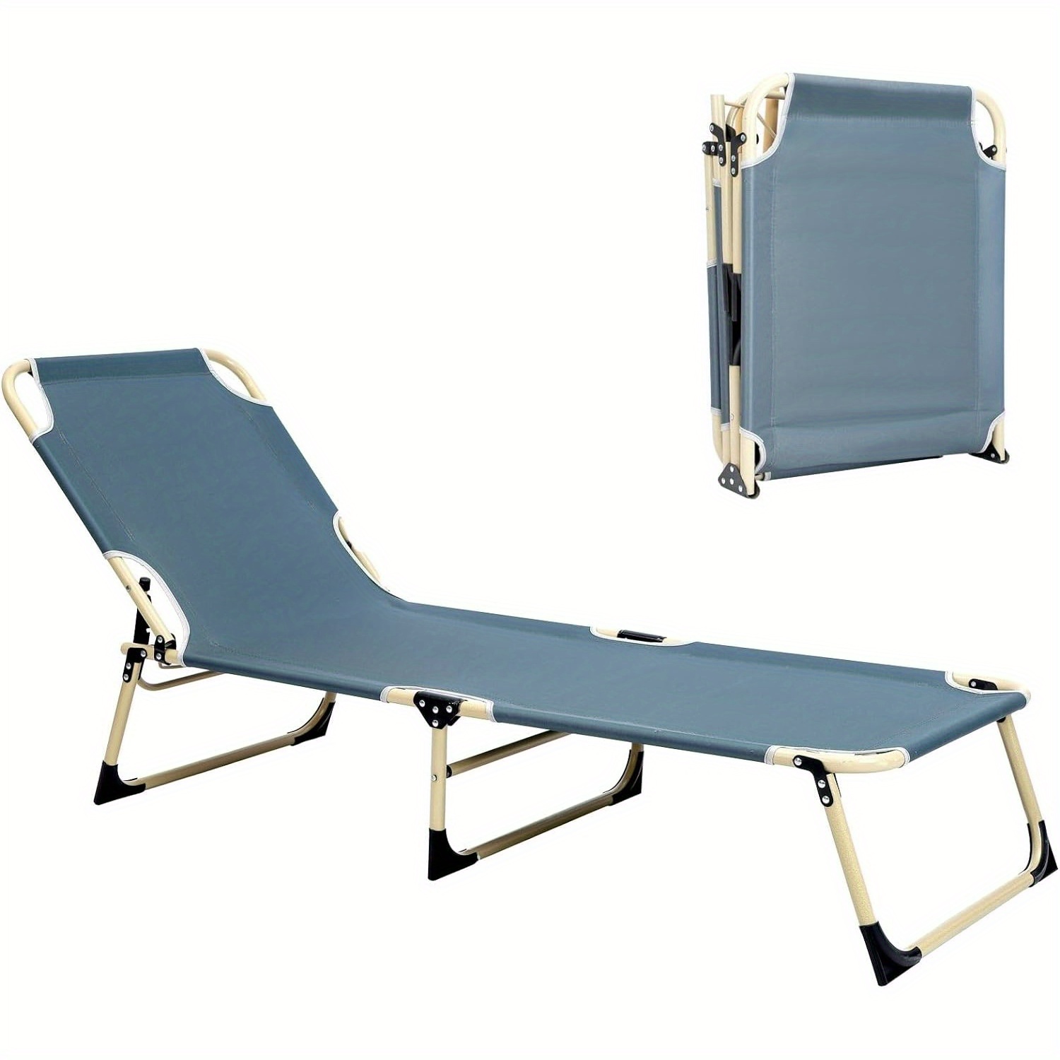 TEMU Folding Camp Bed With Pillow Heavy Duty Camp Bed With Non-slip Foot Pads 4-position Adjustable Backrest For Outdoor Sleeping Hiking Travel Only