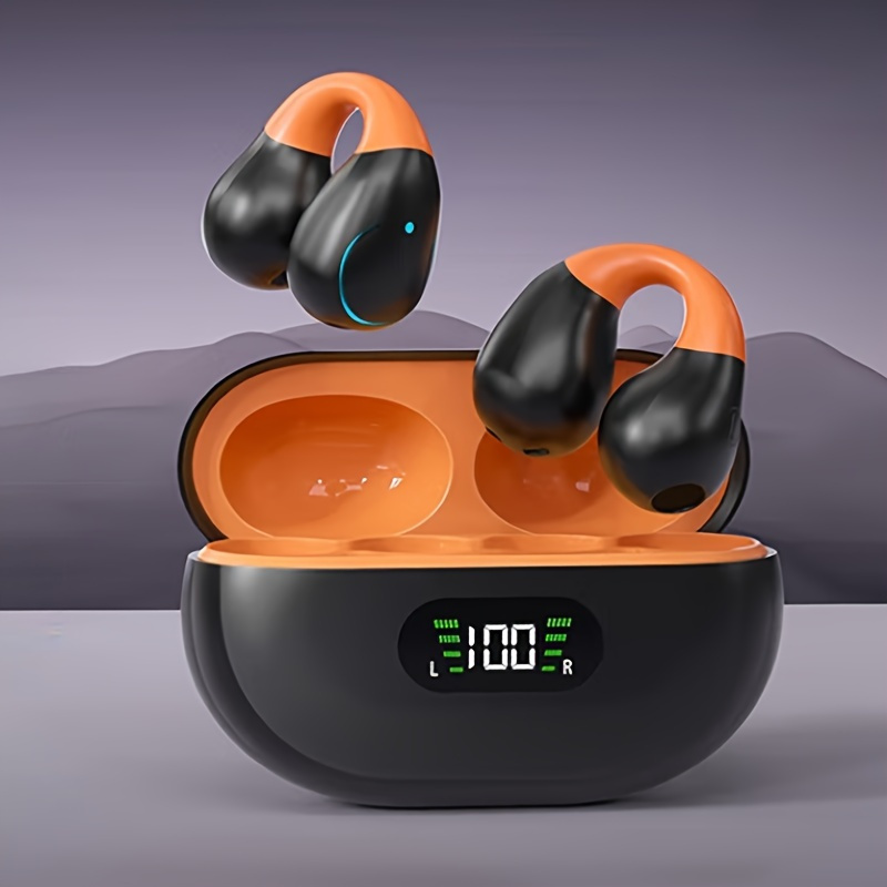 

Wireless Earphones With Led Power Display - Comfortable Clip-on Design For Sport & Gaming - High-definition Music Experience