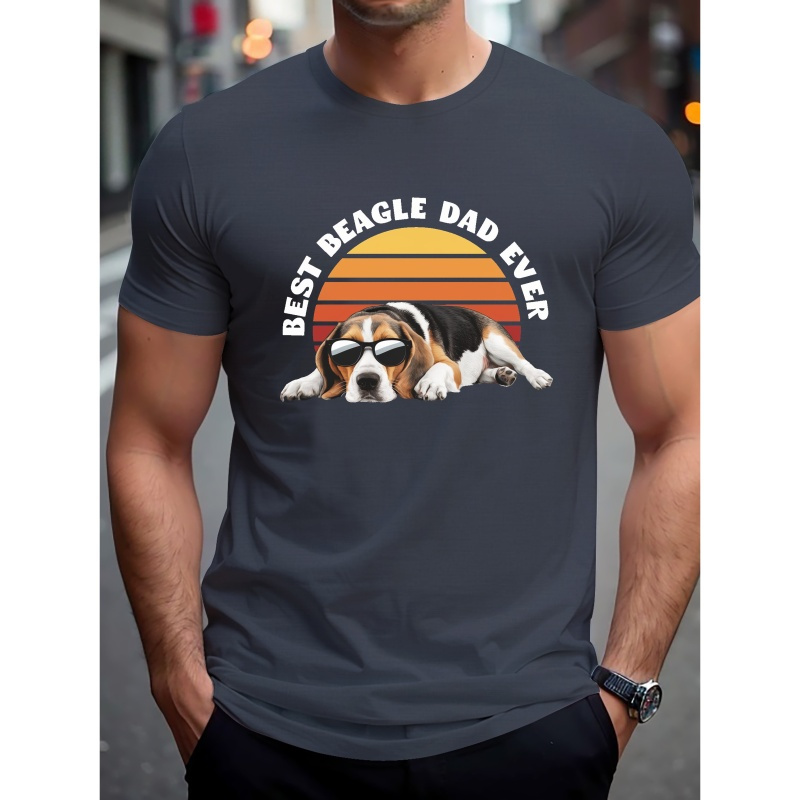 

Best Beagle Dad Ever Print Tee Shirt, Tees For Men, Casual Short Sleeve T-shirt For Summer